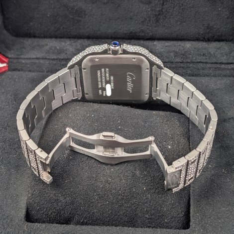 Cartier Santos Iced Out Large Mens Roman Numerals 40mm