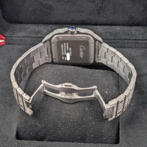 Cartier Santos Iced Out Large Mens Roman Numerals 40mm