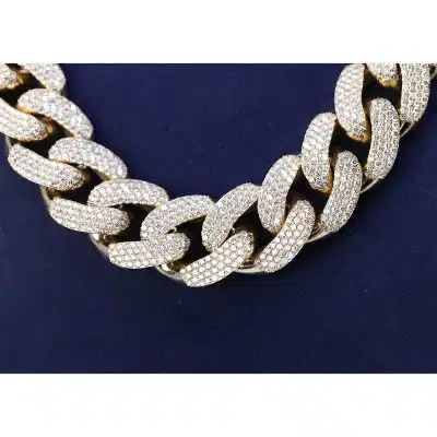Old Cuban Chain Iced Out Diamond 20″ 14kt. Gold Necklace - Image 4