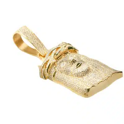 Gold Jesus Pendant With Diamonds - Image 3