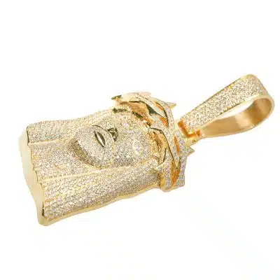 Gold Jesus Pendant With Diamonds - Image 2